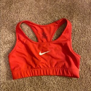 red Nike sports bra